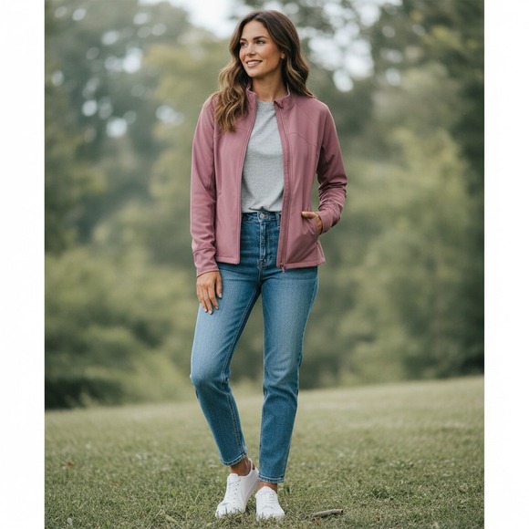 Jockey Jackets & Blazers - NWOT Jockey Sport Mauve Rose Full Zip Track Jacket with Thumbholes Med